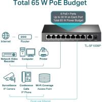 TP-LINK TL-SF1009P 9 PORT 10/100 65W 8xPOE YONETILMEZ SWITCH 8+1
